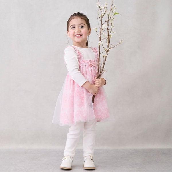 花卉圖案網紗連衣裙套裝