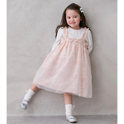 花卉圖案網紗連衣裙套裝