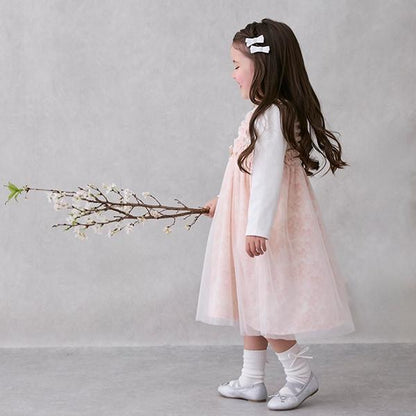 花卉圖案網紗連衣裙套裝