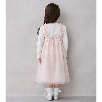 花卉圖案網紗連衣裙套裝