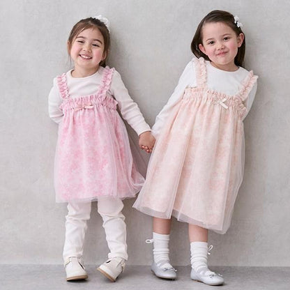 花卉圖案網紗連衣裙套裝