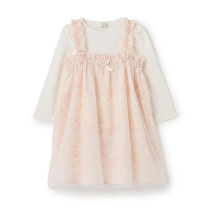 花卉圖案網紗連衣裙套裝