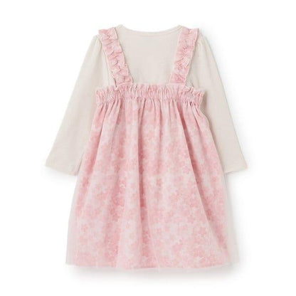 花卉圖案網紗連衣裙套裝