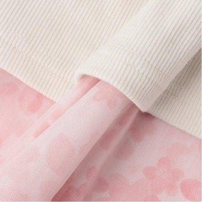 花卉圖案網紗連衣裙套裝