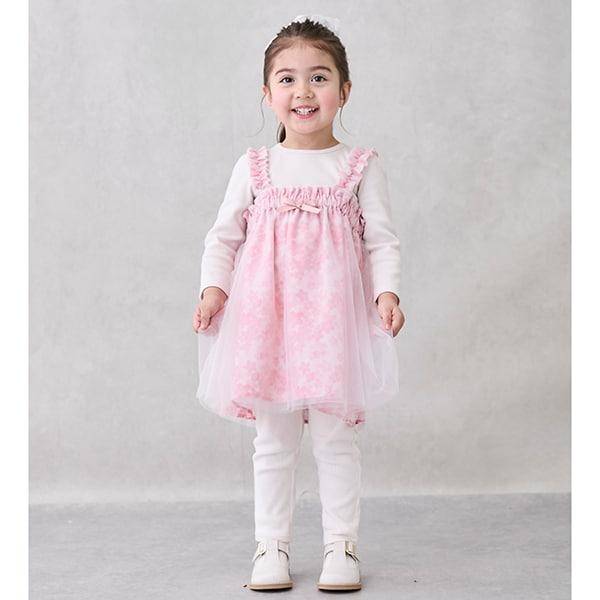 花卉圖案網紗連衣裙套裝