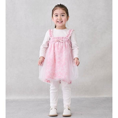 花卉圖案網紗連衣裙套裝