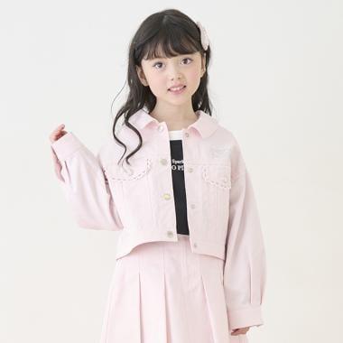 蕾絲飾邊落肩牛仔夾克