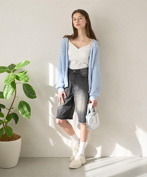 牛仔五分褲【韓國時尚】