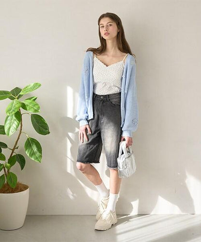 牛仔五分褲【韓國時尚】