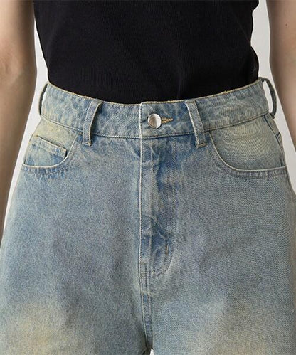 牛仔五分褲【韓國時尚】