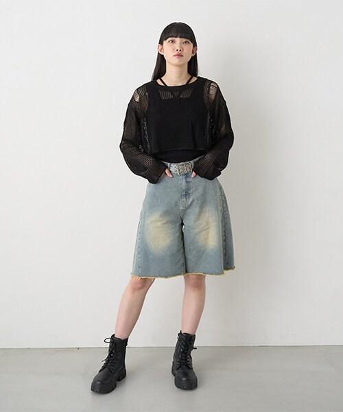 牛仔五分褲【韓國時尚】