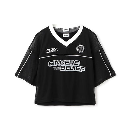 【LTXC】帶內搭網紗T恤