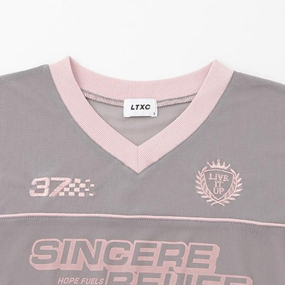 【LTXC】帶內搭網紗T恤