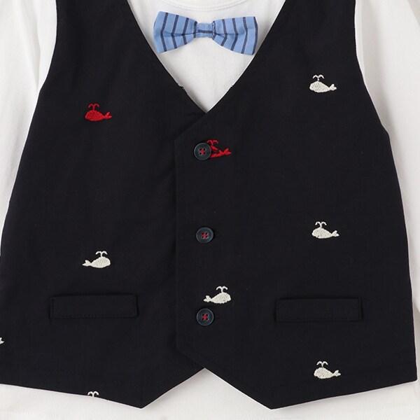 鯨魚刺繡背心疊穿長袖T恤