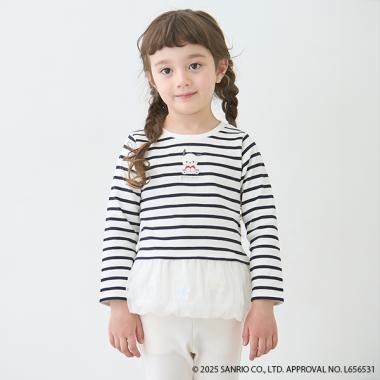 【三麗鷗】花朵網紗長袖T恤