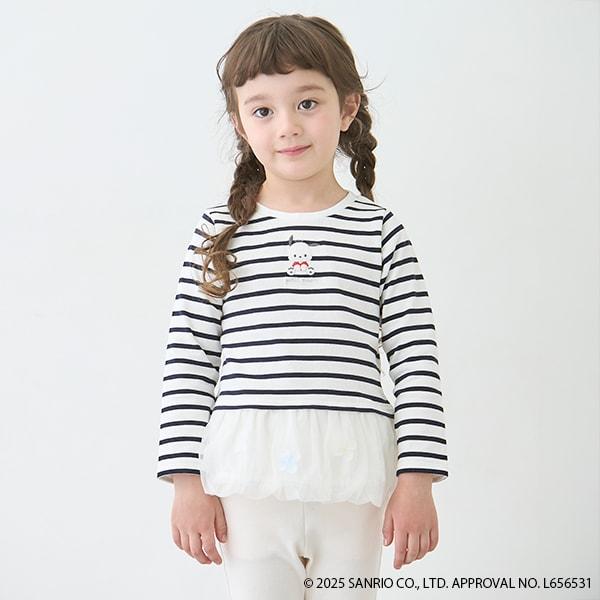 【三麗鷗】花朵網紗長袖T恤