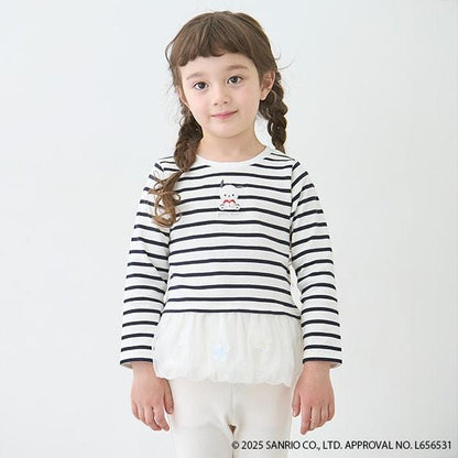 【三麗鷗】花朵網紗長袖T恤