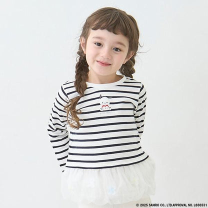 【三麗鷗】花朵網紗長袖T恤