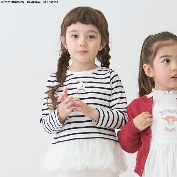 【三麗鷗】花朵網紗長袖T恤