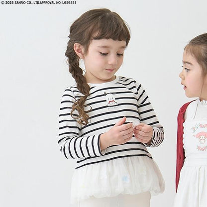 【三麗鷗】花朵網紗長袖T恤