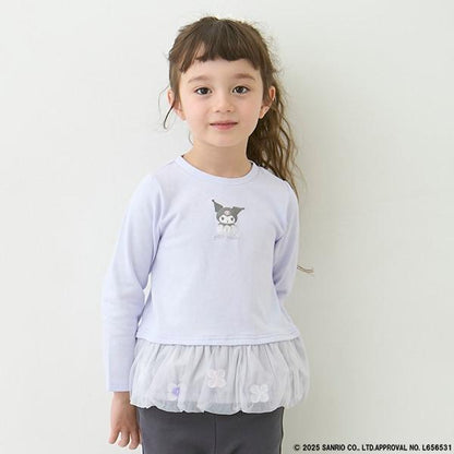 【三麗鷗】花朵網紗長袖T恤