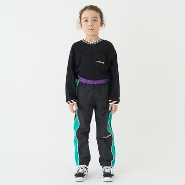 【防潑水】拼接側邊條紋褲