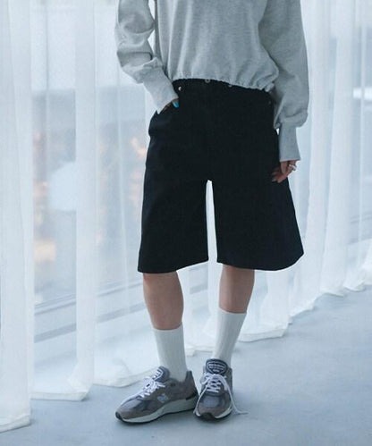 牛仔寬鬆五分褲