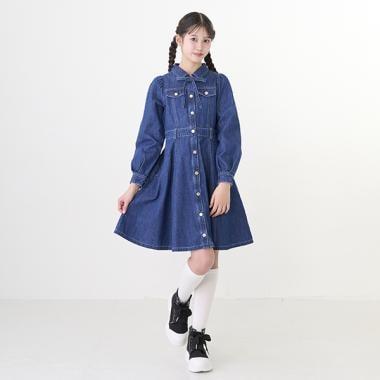 泡泡袖喇叭連衣裙