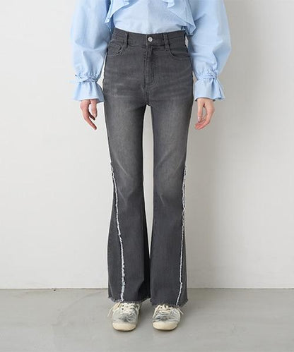 流蘇牛仔喇叭褲【韓國時尚】