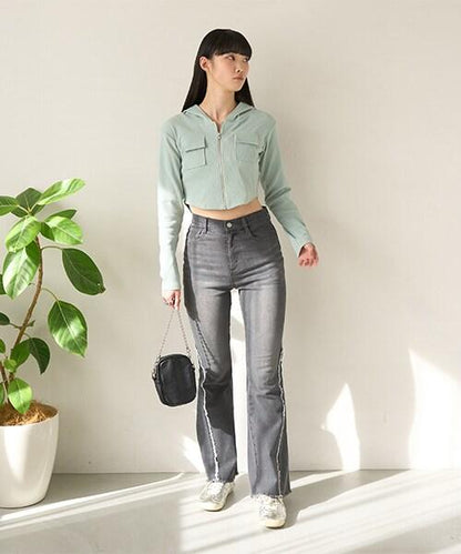 流蘇牛仔喇叭褲【韓國時尚】