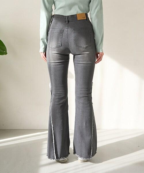 流蘇牛仔喇叭褲【韓國時尚】