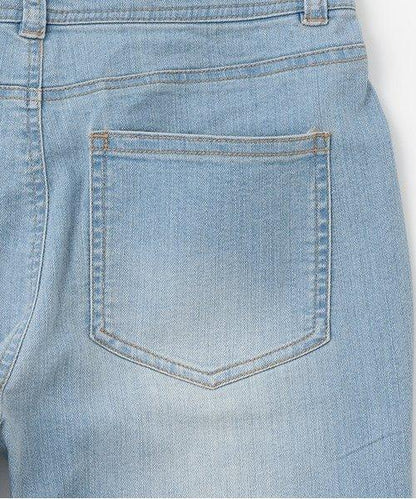 蕾絲拼接牛仔喇叭褲【韓國時尚】