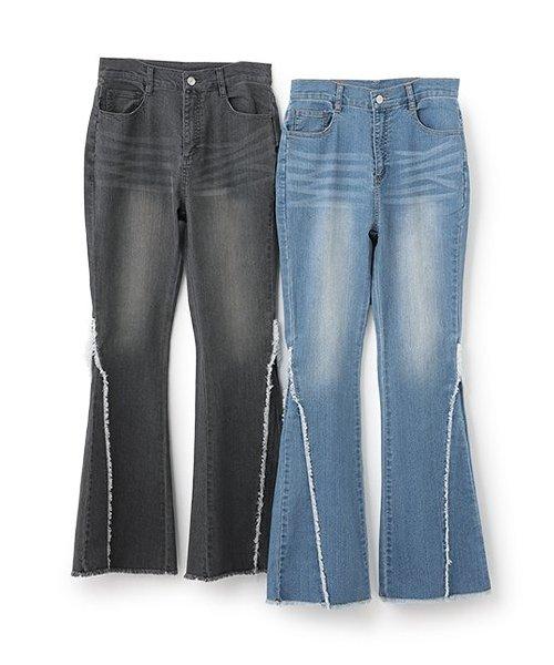 流蘇牛仔喇叭褲【韓國時尚】