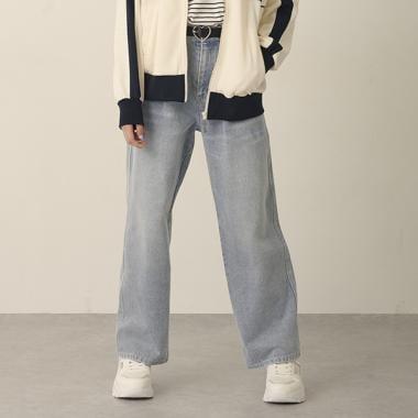 【Nico☆Petit刊載】附愛心腰帶水洗牛仔褲