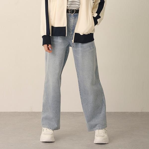 【Nico☆Petit刊載】附愛心腰帶水洗牛仔褲