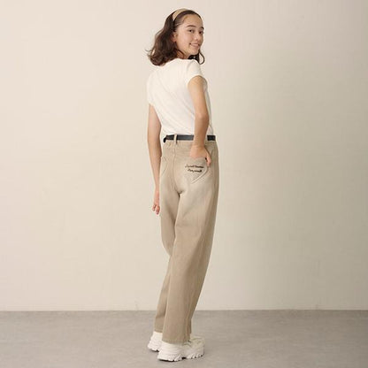 【Nico☆Petit刊載】附愛心腰帶水洗牛仔褲