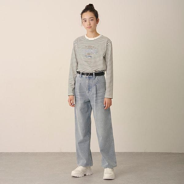 【Nico☆Petit刊載】附愛心腰帶水洗牛仔褲