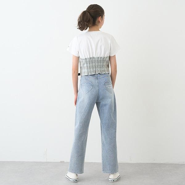 【Nico☆Petit刊載】附愛心腰帶水洗牛仔褲