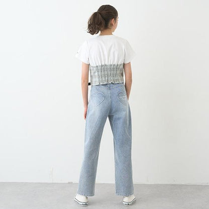 【Nico☆Petit刊載】附愛心腰帶水洗牛仔褲