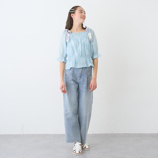 【Nico☆Petit刊載】附愛心腰帶水洗牛仔褲