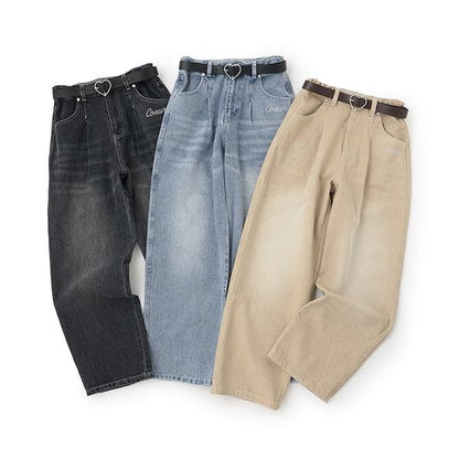 【Nico☆Petit刊載】附愛心腰帶水洗牛仔褲