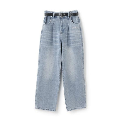 【Nico☆Petit刊載】附愛心腰帶水洗牛仔褲