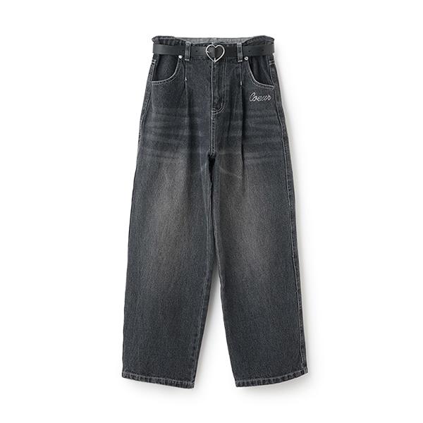 【Nico☆Petit刊載】附愛心腰帶水洗牛仔褲