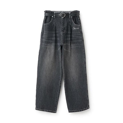 【Nico☆Petit刊載】附愛心腰帶水洗牛仔褲