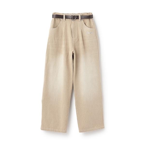 【Nico☆Petit刊載】附愛心腰帶水洗牛仔褲