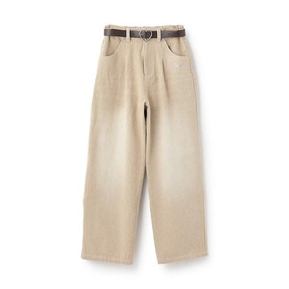 【Nico☆Petit刊載】附愛心腰帶水洗牛仔褲