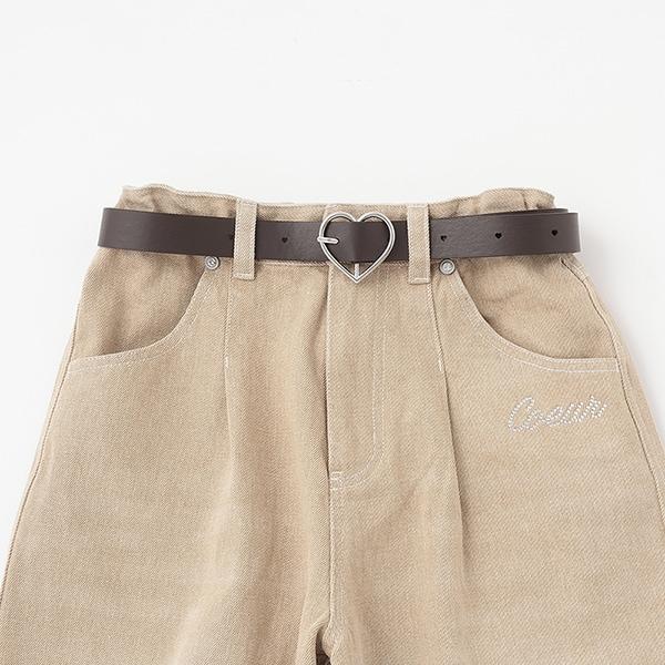 【Nico☆Petit刊載】附愛心腰帶水洗牛仔褲