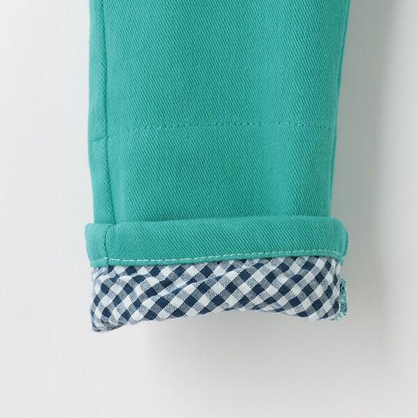 電車刺繡長款直筒褲