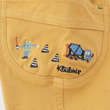 工程車輛圖案長款直筒褲