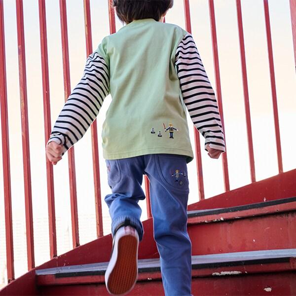 工程車輛圖案長款直筒褲